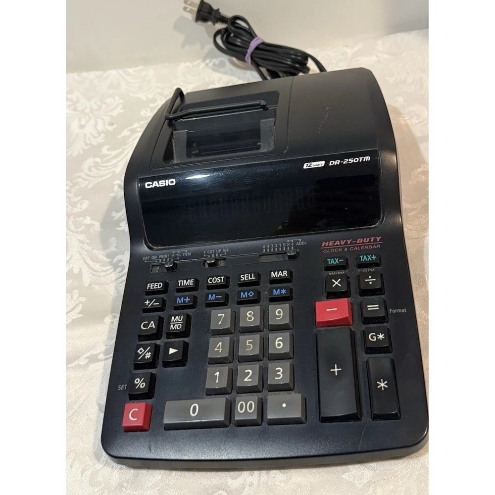 Casio DR-250TM‎ Desktop Printing & Display 12 Digit Calculator 120V 60Hz 0.17A